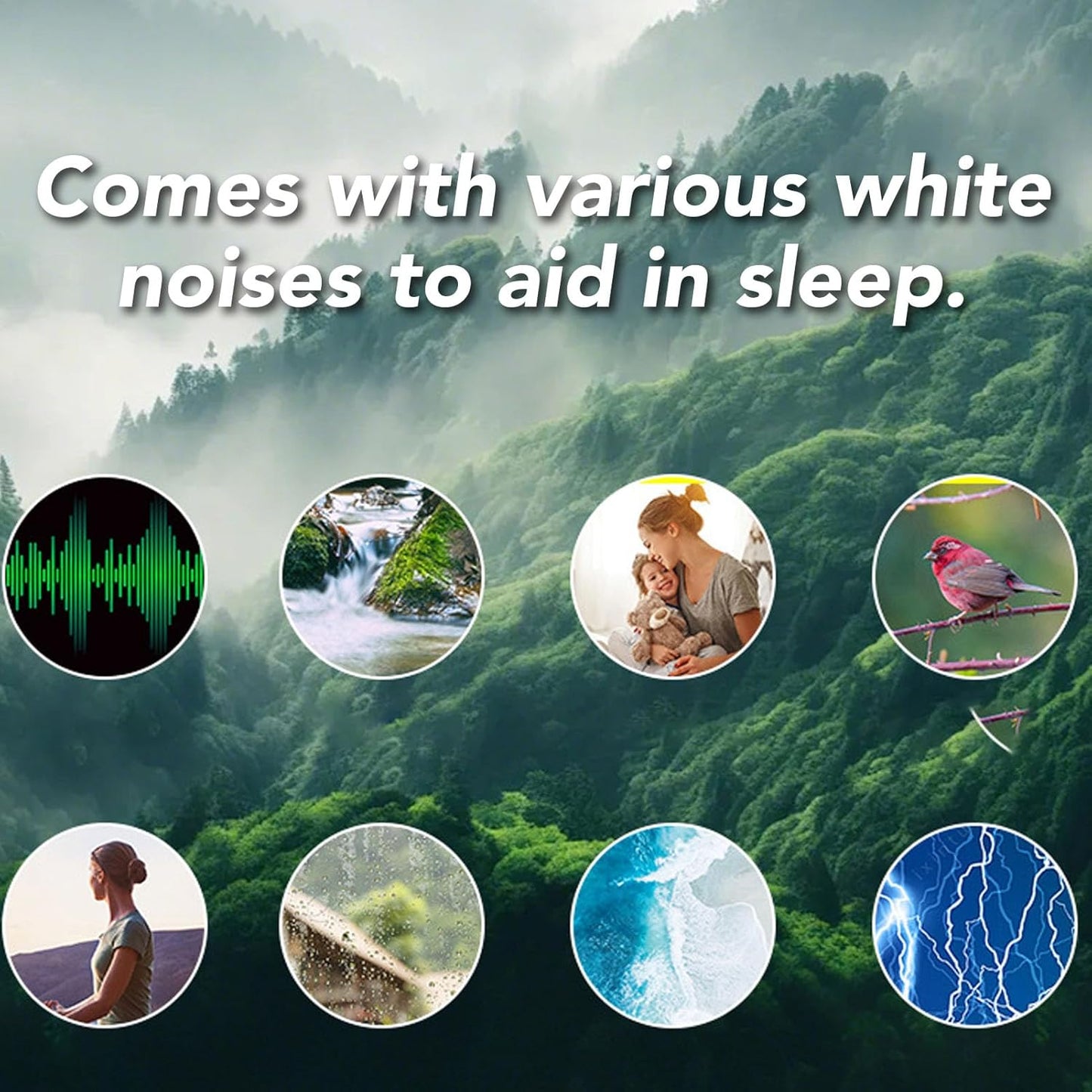 Diyeeni 300mAh Under Pillow Speaker Bluetooth for Sleeping, Portable Bluetooth Speaker with Bone Conduction, White