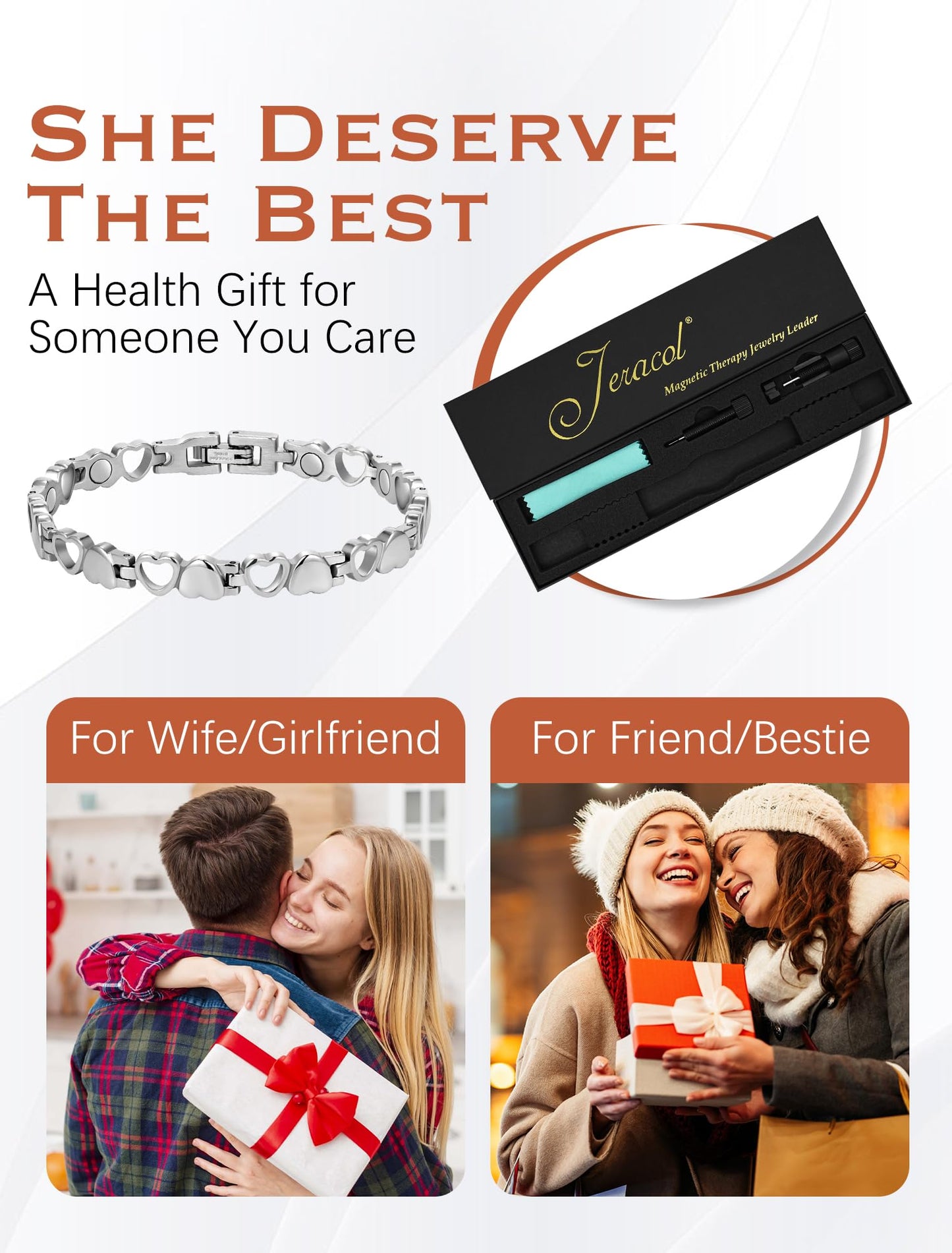 Jecanori Ultra Strength Magnetic Bracelet for Women, Titanium Steel Bracelet with 3500 Gauss Magnets, Ideal Gift