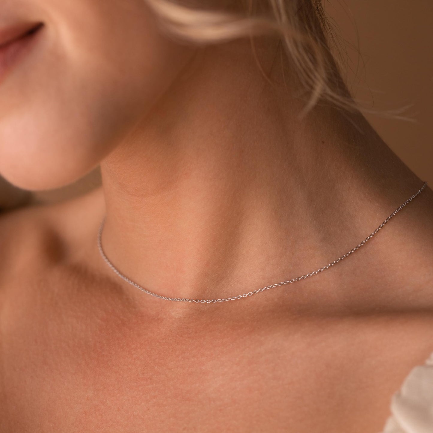 Freekiss 925 Sterling Silver Chain Choker Necklace for Women Trendy 16+2 Inch Adjustable Dainty Layered Classic Chain Necklace Simple Minimalism Fashion Silver Jewelry Gift