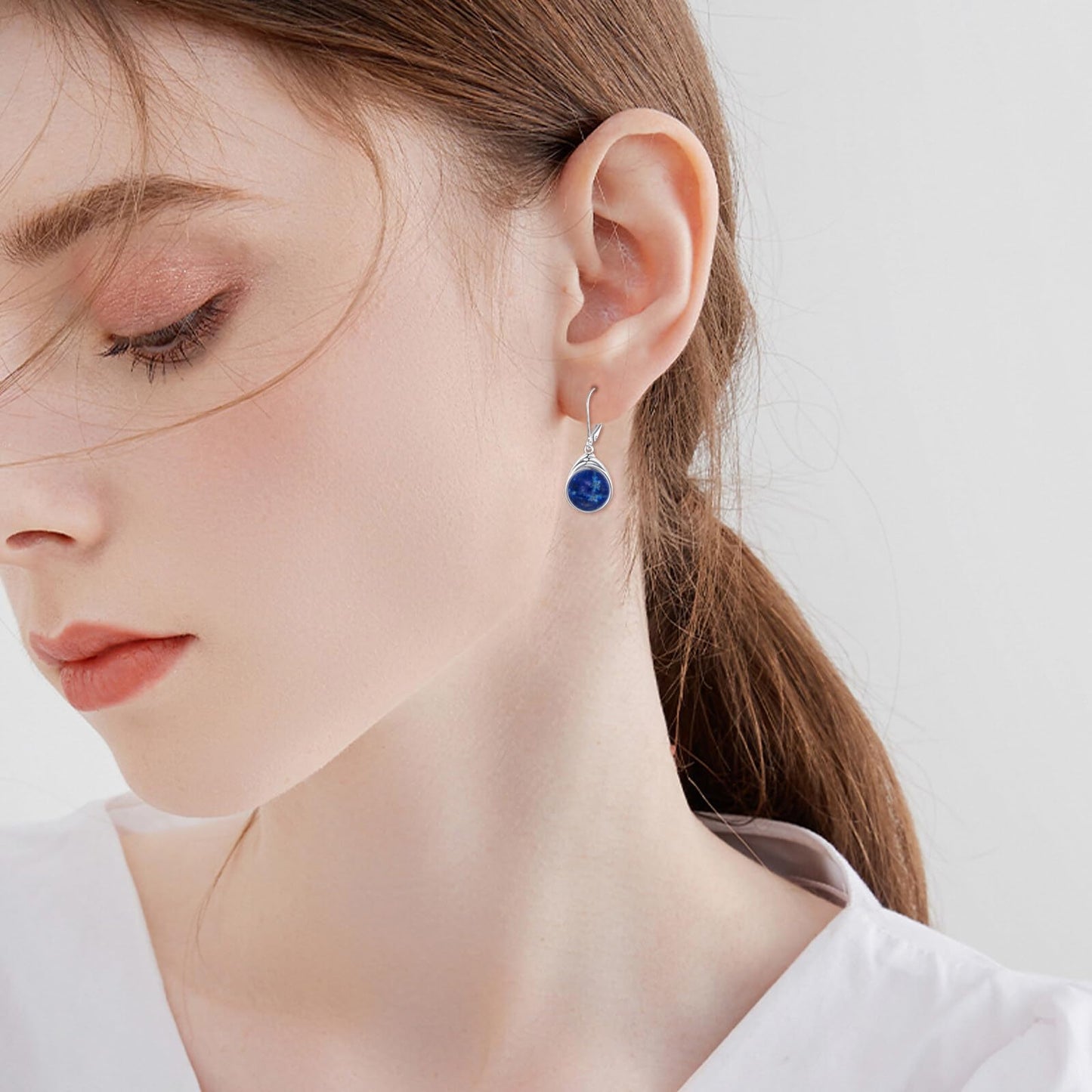 POPLYKE Lapis Lazuli Dangle Earrings for Women 925 Sterling Silver Lapis Lazuli Leverback Earrings Blue Dangle Earrings Jewelry Gifts Christmas Birthday