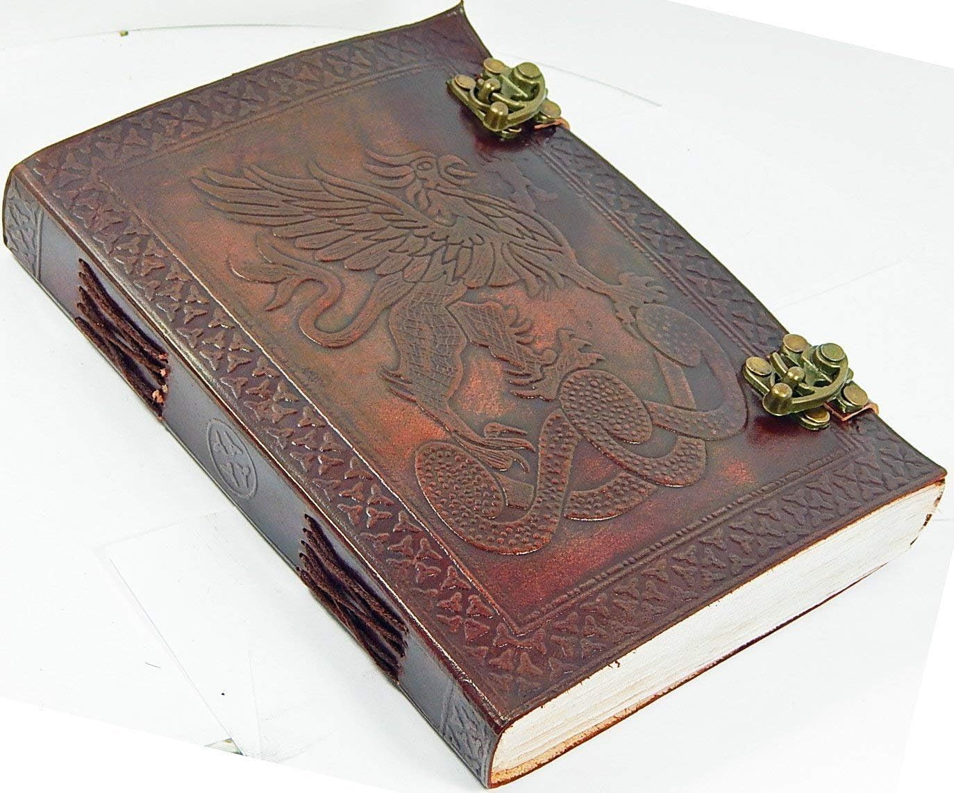 MONTEXOO Leather Dragon Journal Notebook with Lined Paper - Dungeons and Dragons Journal Diary Notebook Dnd Book Shadows for Men women 6 x 8 inch with 220 pages Brown