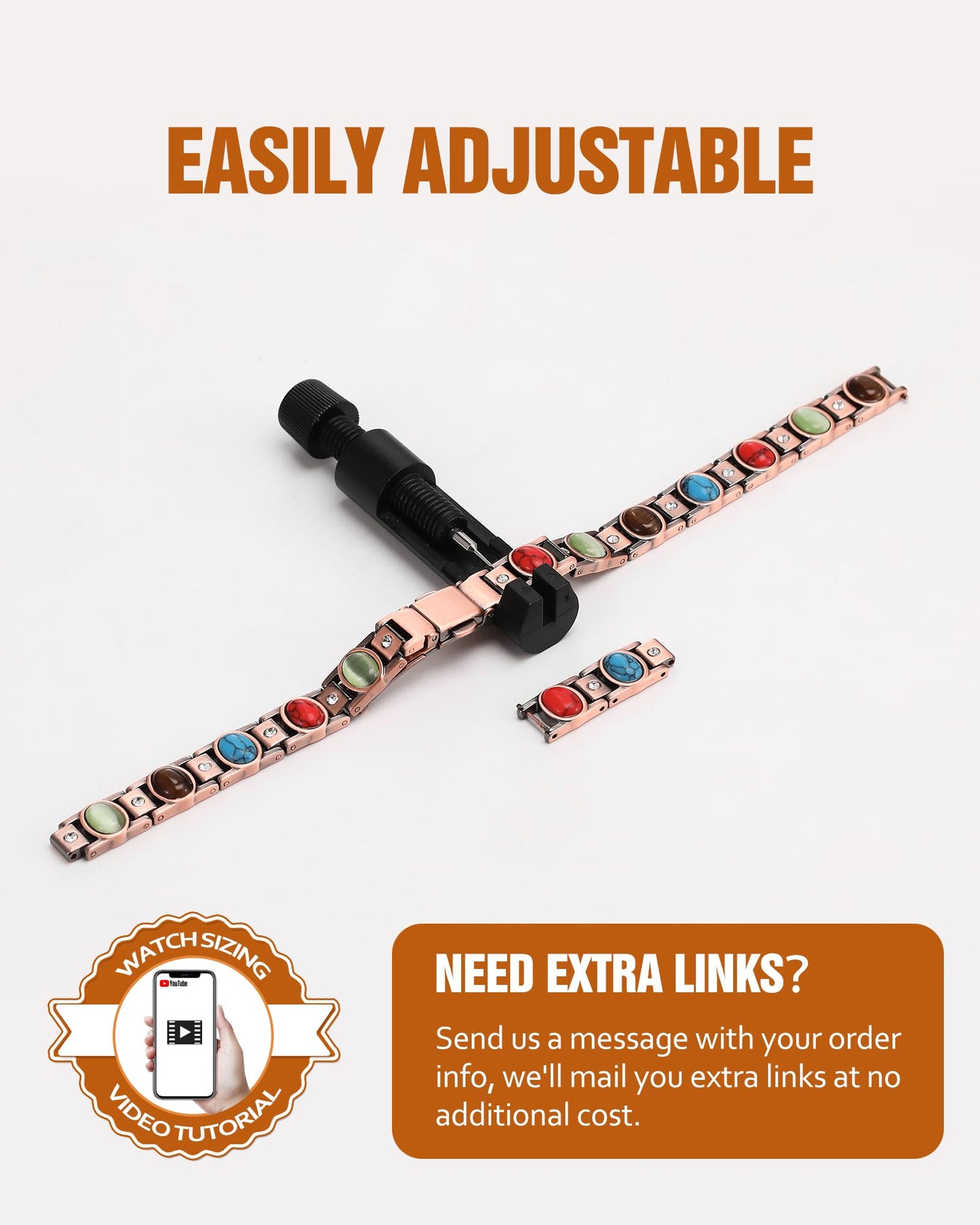 Jecanori Pure Copper Bracelets for Women, Ultra Strength Magnetic Bracelet with 3500 Gauss Magnets & Natural Turquoise Stones, Adjustable Jewelry Gift