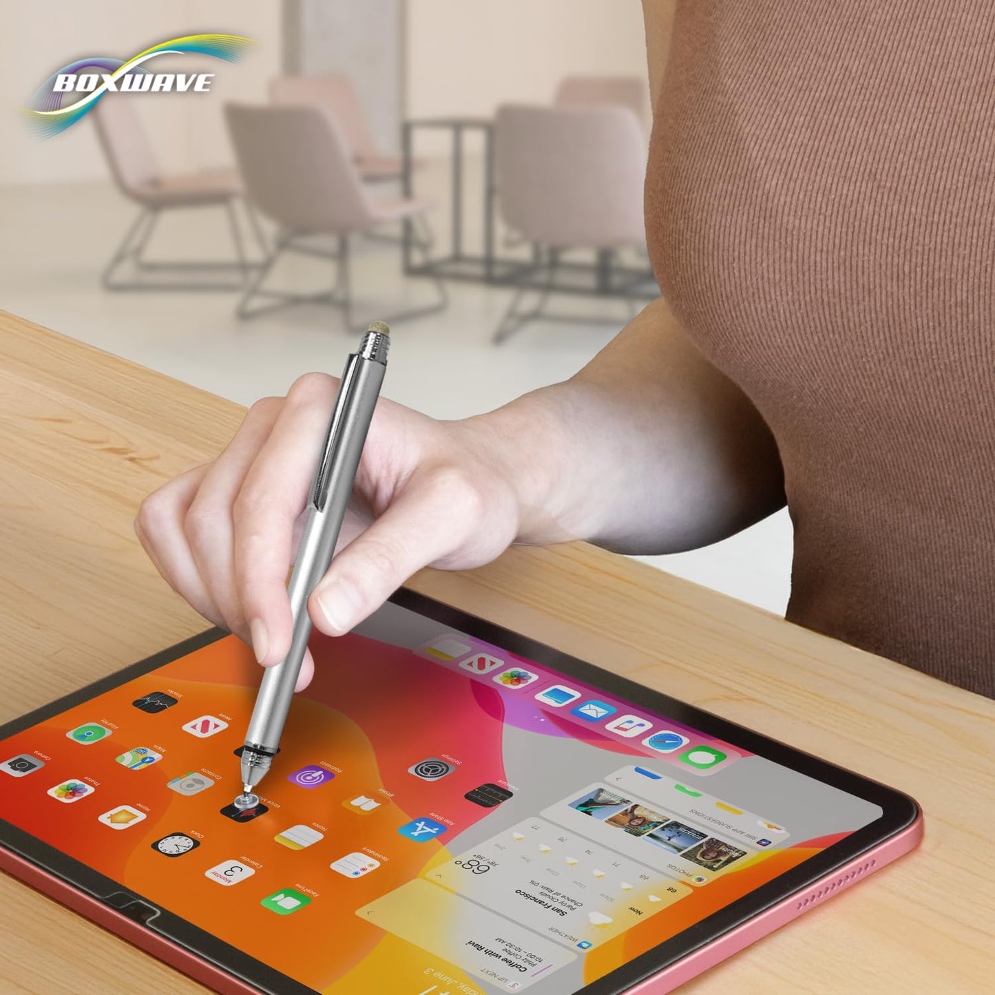 BoxWave (11.0 Stylus Pen Compatible with Lenovo Idea Tab in) - DualTip Capacitive Stylus, Fiber Tip Disc Tip Capacitive