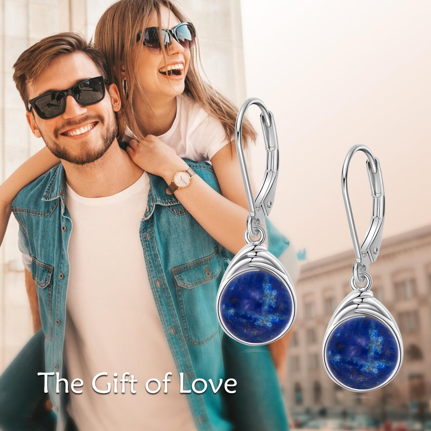 POPLYKE Lapis Lazuli Dangle Earrings for Women 925 Sterling Silver Lapis Lazuli Leverback Earrings Blue Dangle Earrings Jewelry Gifts Christmas Birthday