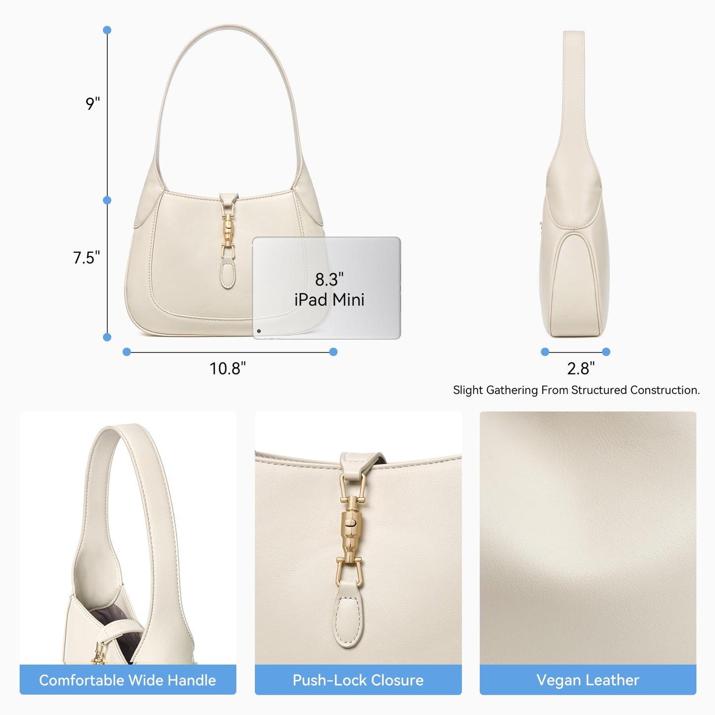 BOSTANTEN Shoulder Bag Lightweight Vegan Leather Purses for Women Designer Handbag Trendy Top-Handle Bag Beige