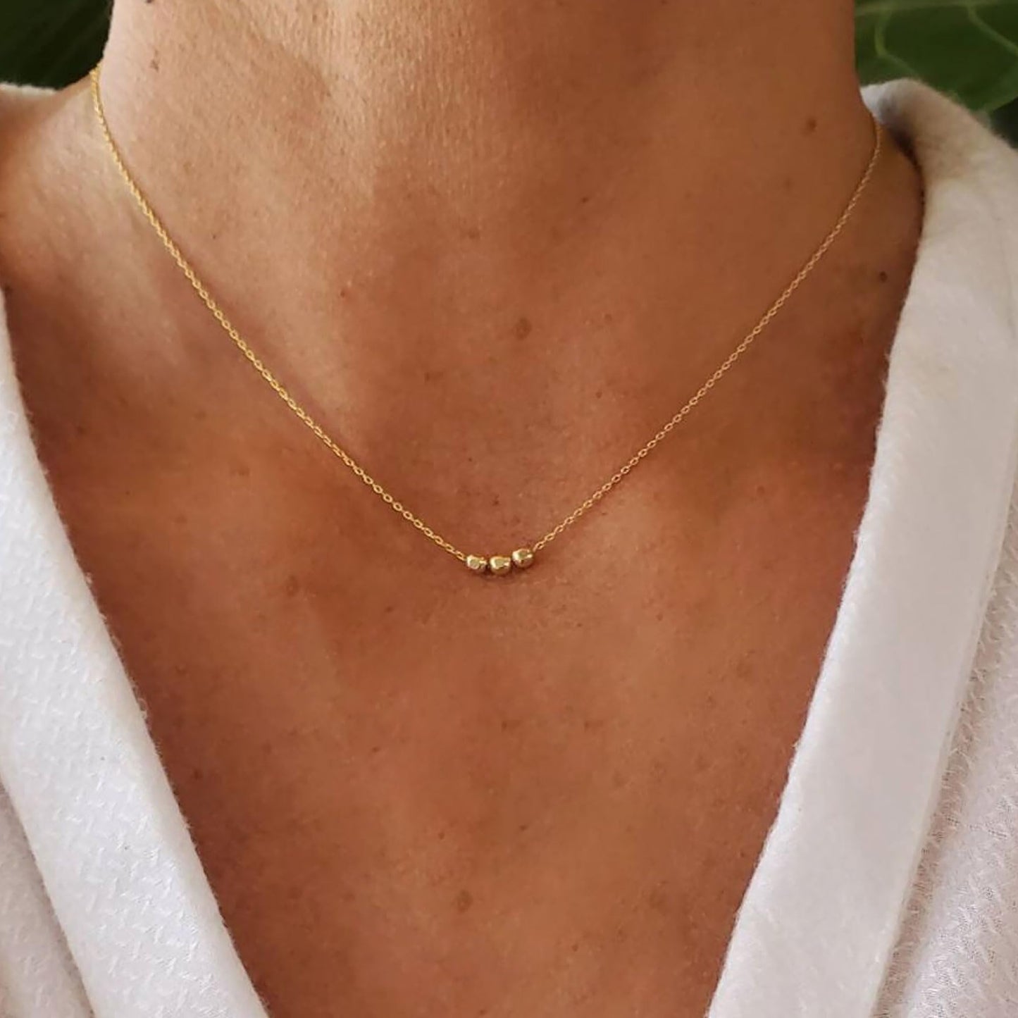 VRIUA Ball Necklace for Women,Dainty Gold Necklace 14k Gold Plated Bead Ball Pendant Necklace Simple Jewelry Everyday for Women
