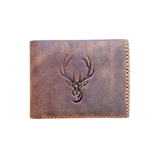 SAIGON handicraft Genuine Leather Wallet for Men - Mens Handmade Stitch Vintage Leather Wallet - Bifold Card Holder Wallets for Men - Best Gift for Him, Father, Husband, and Boyfriend - Deer Details