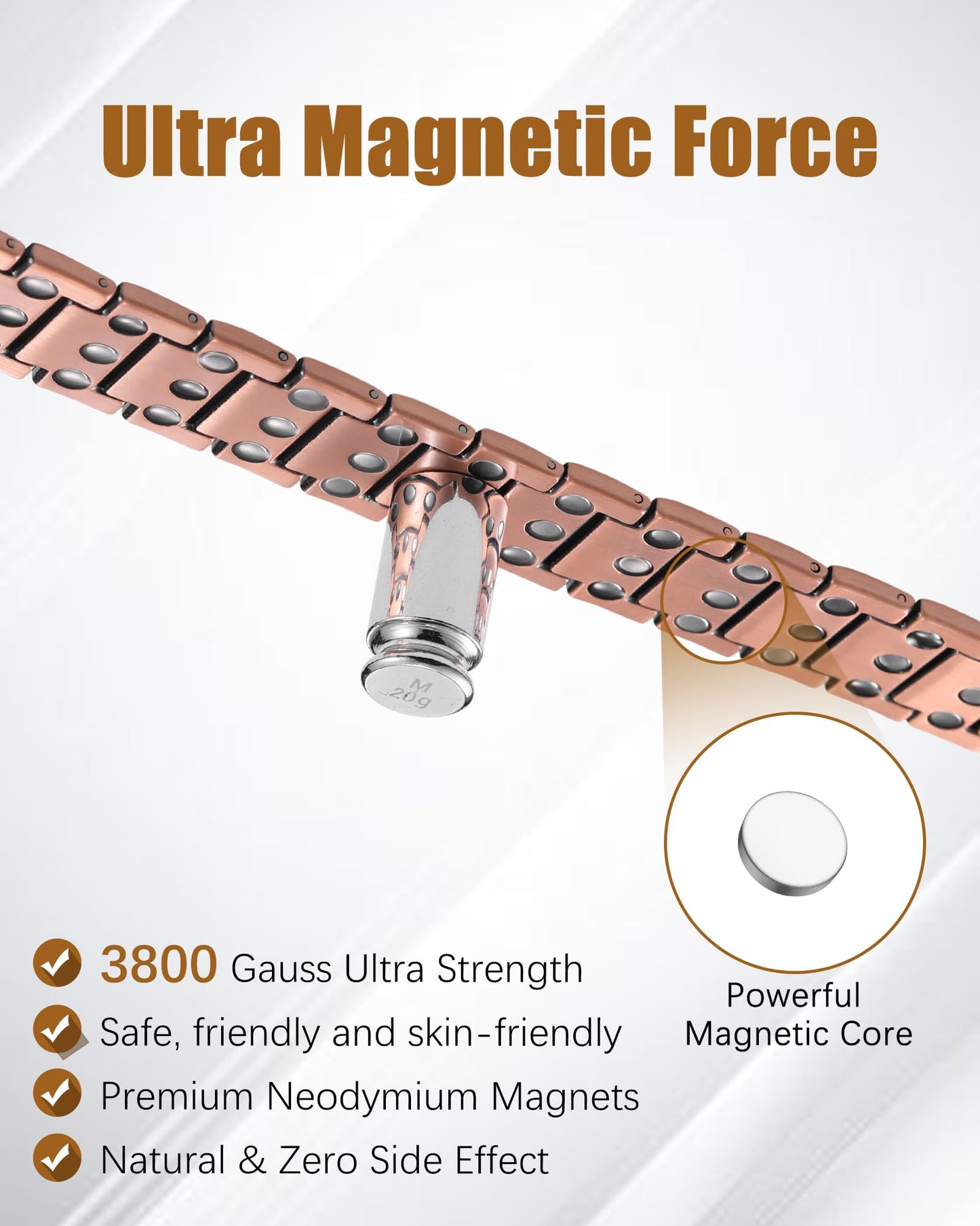 Jeracol 3X Strength Magnetic Copper Bracelet & Ring for Men, 99.9% Pure Copper Bracelet, Premium Fold-Over Clasp and Adjustable Length Sizing Tool & Jewelry Gift Box(Celtic Knot)