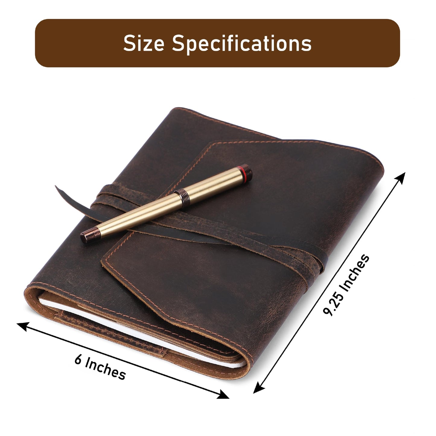 TheAntiq Refillable Leather Journal A5 Planner Handbook Bible Cover A5 Notebook Cover with Pen Loop, Gift for Him and Her