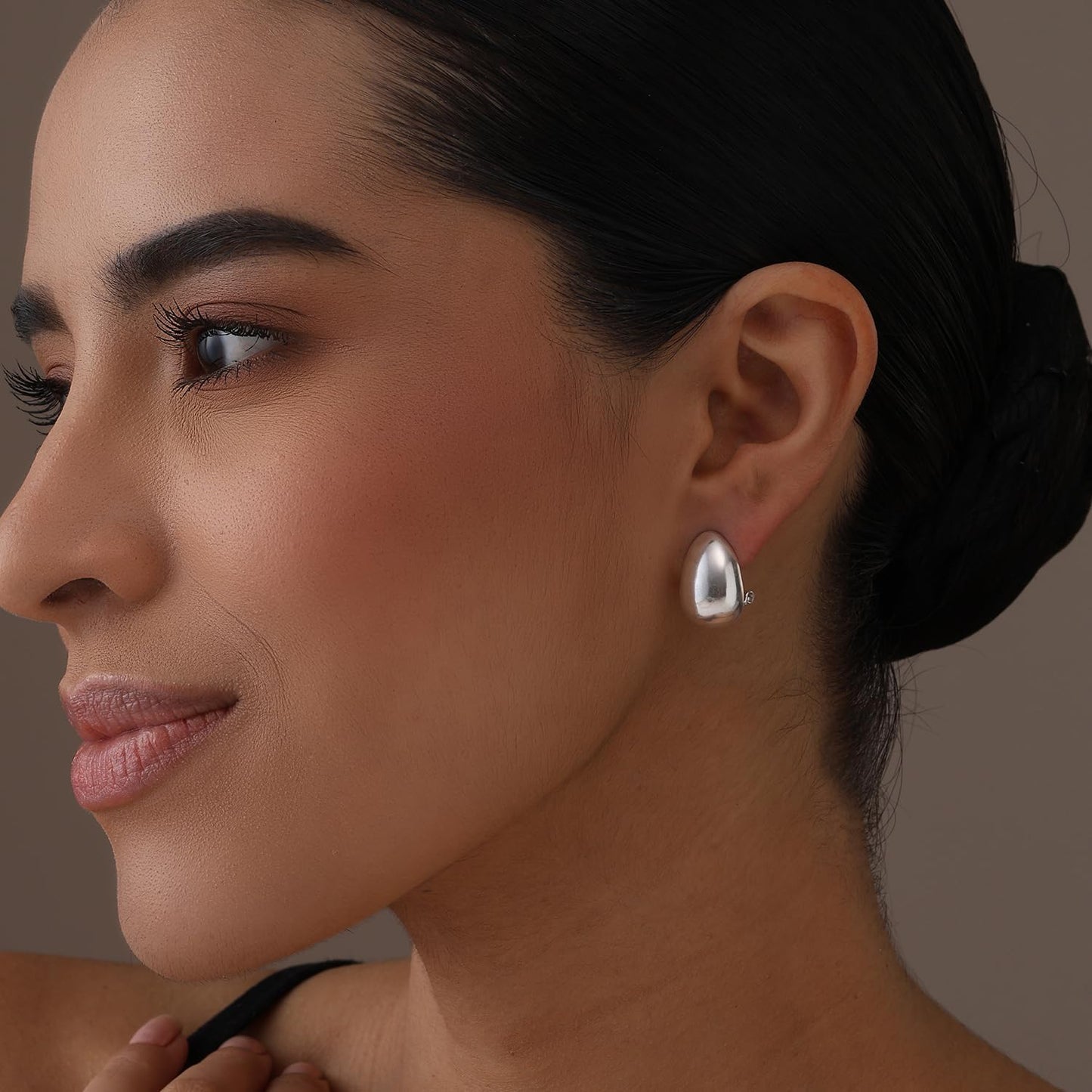 LeCalla 925 Sterling Silver Omega Back Earrings for Women | Classic Teardrop Omega Clip Stud Earring | Women's Piercing Earrings Jewelry for Daily Wear or Special Occasions 18MM