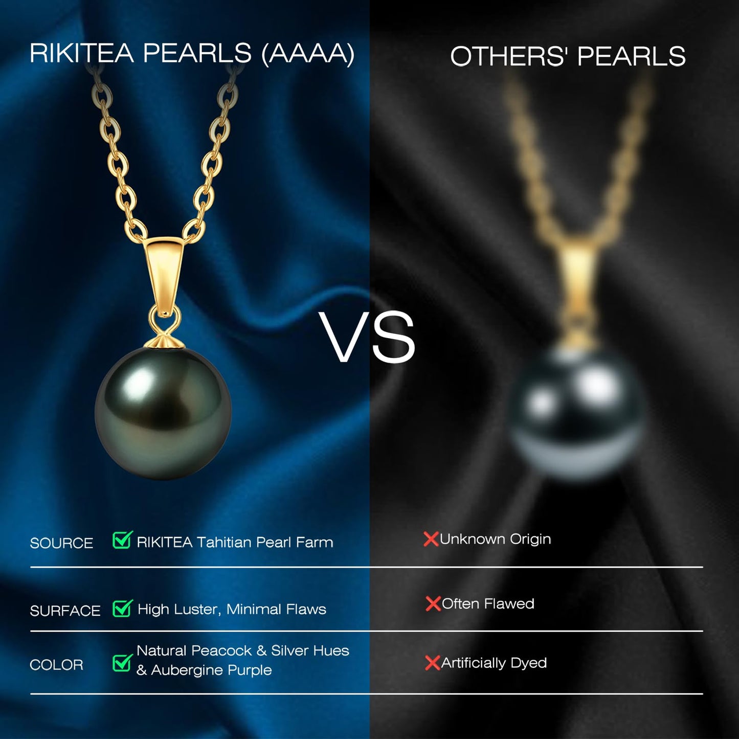 18K Solid Yellow Gold Tahitian Black Pearl Necklace Pendant with Sterling Silver Chain, AAAAA 11-12mm Ocean-Grown Pearls - Christmas Gift for Wife Mom, Women Jewelry for Wedding Anniversary Birthday