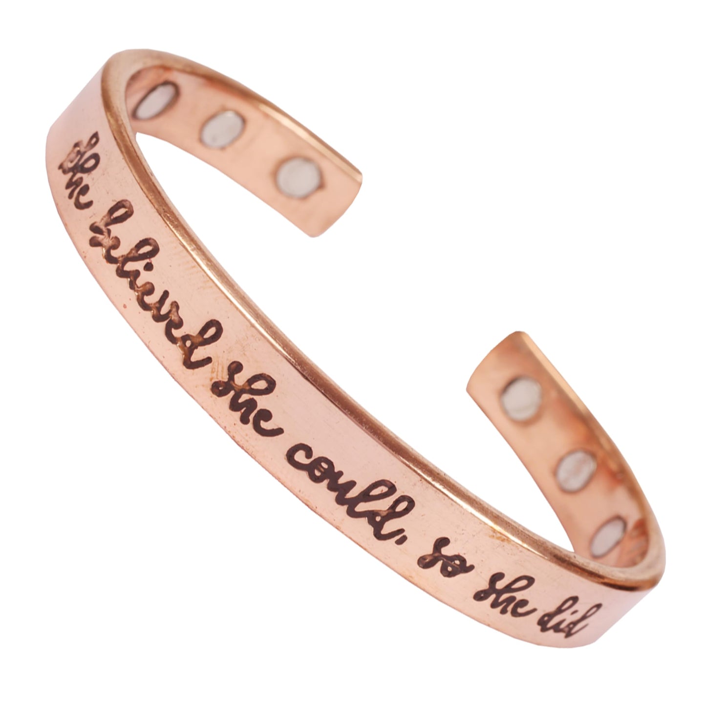 Touchstone Inspirational Copper Engraved Magnetic Bracelets for Women-Personalized Jewelry Gifts for Best Friend/Mom/Daughter/Sister- In a Pretty Gift Box She Believed She Could So She Did.