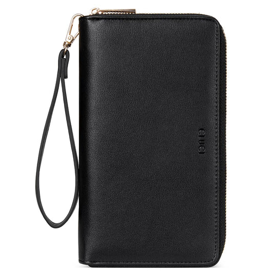 CLUCI Women's Large PU Leather Wristlet Wallet Purse with RFID Blocking Zip Around Card Holder Ladies Travel Clutch