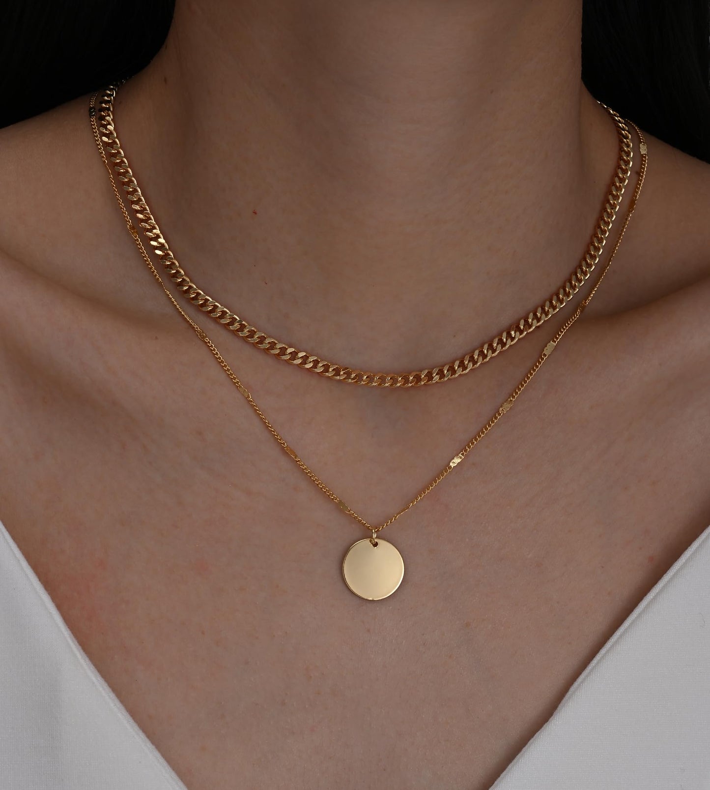 YEEZII Layered Gold Necklaces for Women Trendy, 3 Pcs 14K Gold Plated Choker Paperclip Box Chain Necklace, Stackable Women's Gold Pendant Necklaces Jewelry Set (Rose Gold-3 pcs)