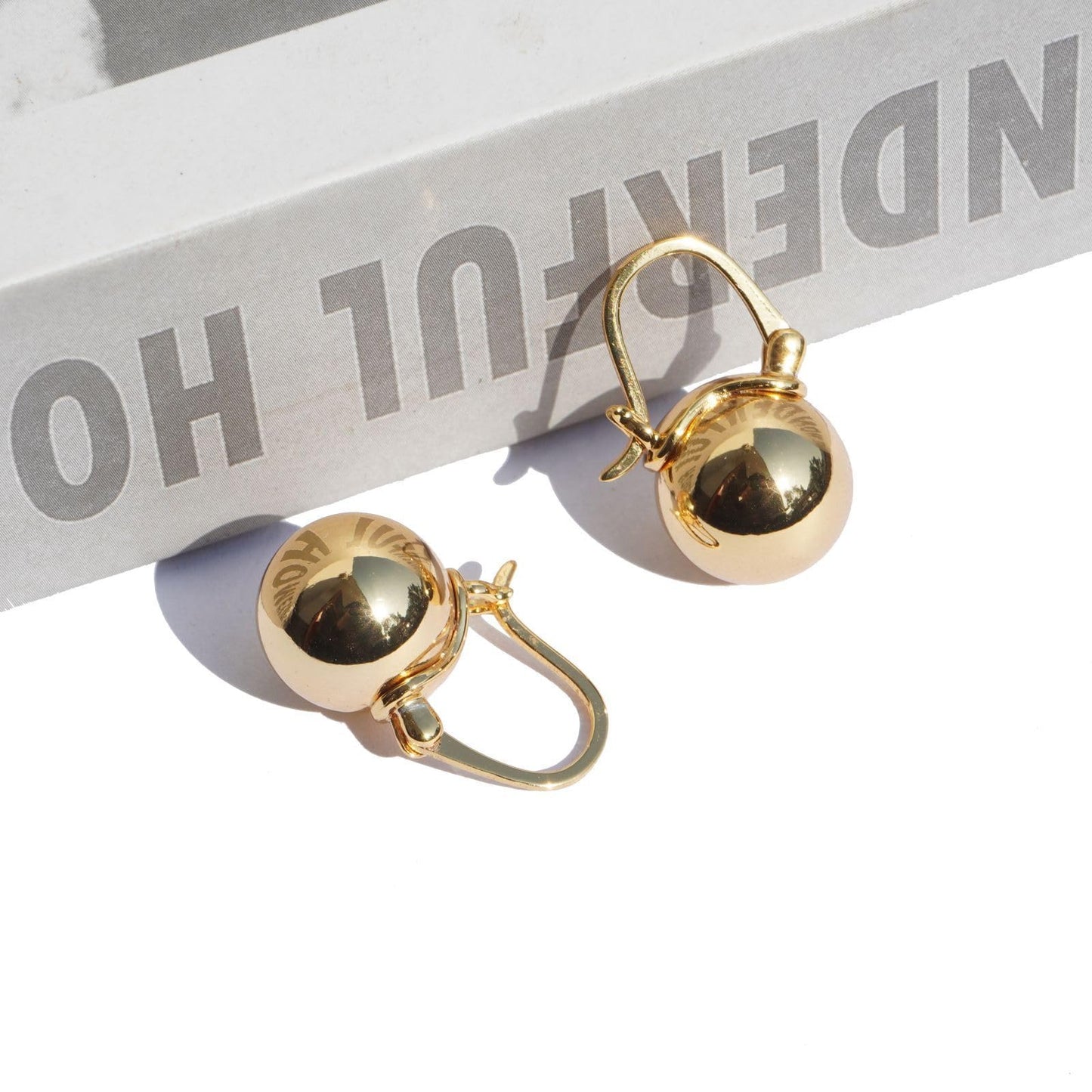 OwMell Elegant 925 Sterling Silver Pearl Drop Earrings Dangle Stud Gold Plated Earrings for Women Large Size 12mm - Gold Plated