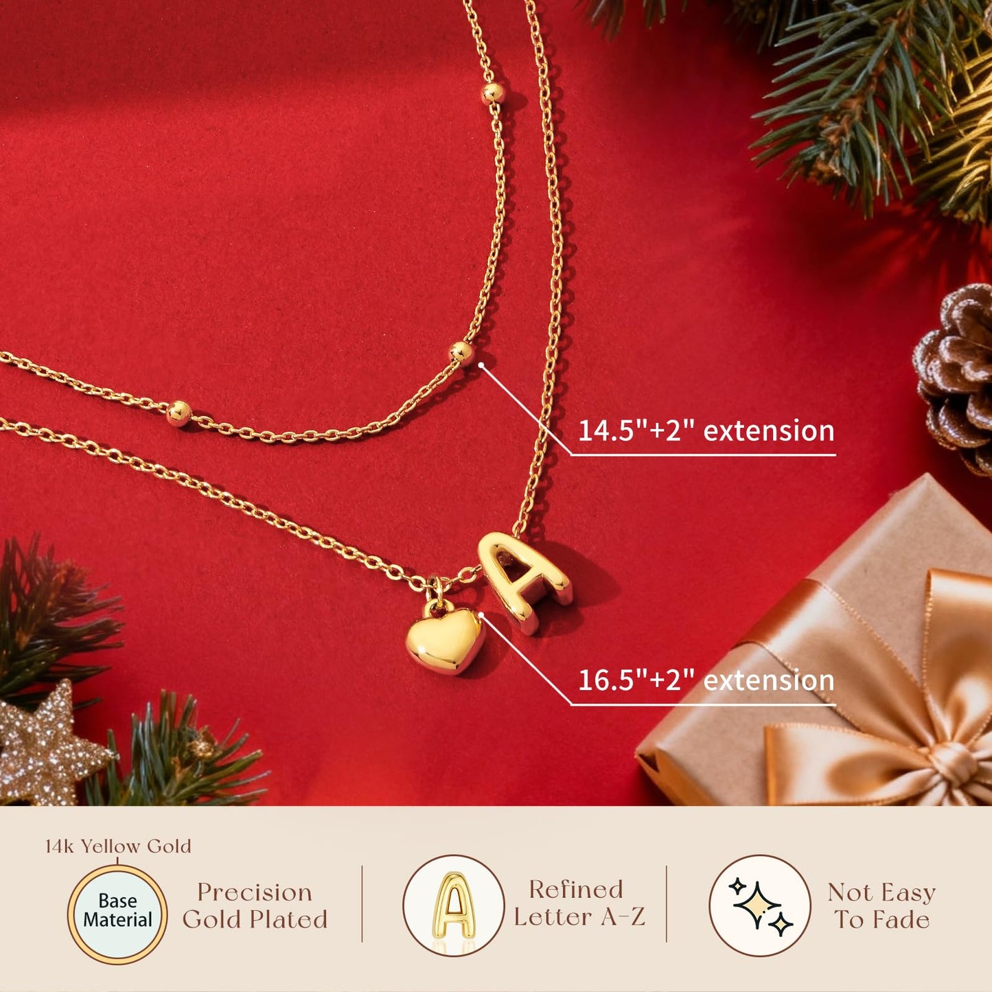adoyi Gold Heart Initial Necklaces for Women Hers Dainty 14K Gold Plated Heart Initial Necklaces Layered Letter O Pendant Necklace Stack Birthday Valentines Gifts for Women Jewelry
