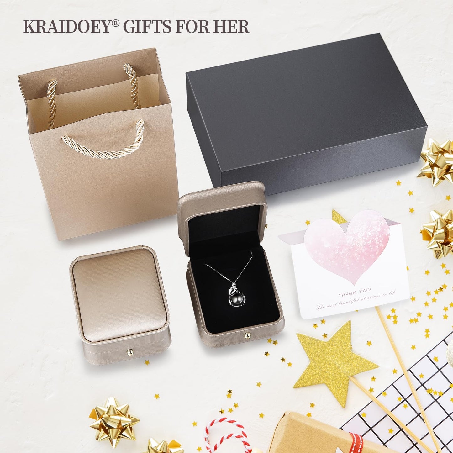 Kraidoey Genuine Tahitian Black Pearl Necklace - GIA Certified 11-12mm Cultured Pearl, 925 Sterling Silver 18K Gold Plated, Adjustable 18"-20"- Gifts for Women Wife Anniversary Birthday Christmas