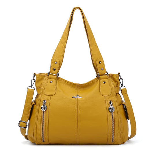 Handbag Hobo Women Shoulder Bag/Handbag Roomy Multiple Pockets Fashion PU Tote, Yellow