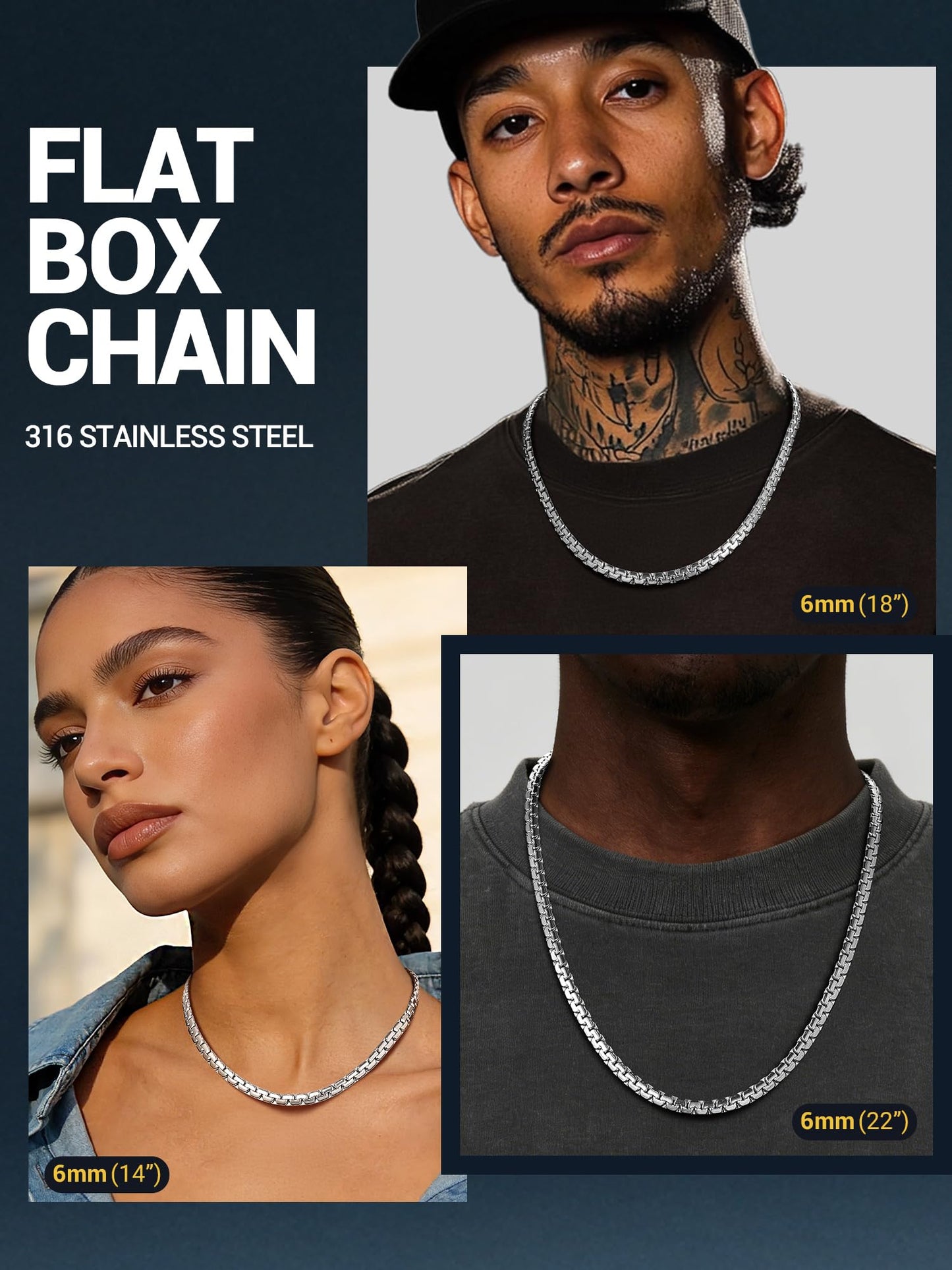 PROSTEEL Stainless Steel Neck Chain Men Chains Necklace Mens Jewelry 22 Inch Chain Necklace Chunky Necklaces