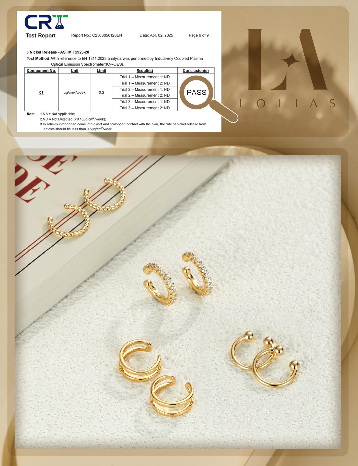 LOLIAS 4 Pairs Ear Cuffs Non Piercing - White Gold Plated Ear Cuff Earrings for Women Ear Cuff for Non Pierced Ears Clip on Cartilage Earring Double Adjustable Fake Earrings Set