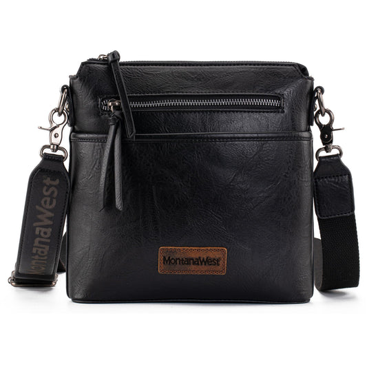 Montana West Black Crossbody Bag for Women Small Cross Body Bag Purses Lightweight Travel Side Purse Shoulder Purses with Guitar Strap MWC-216BK