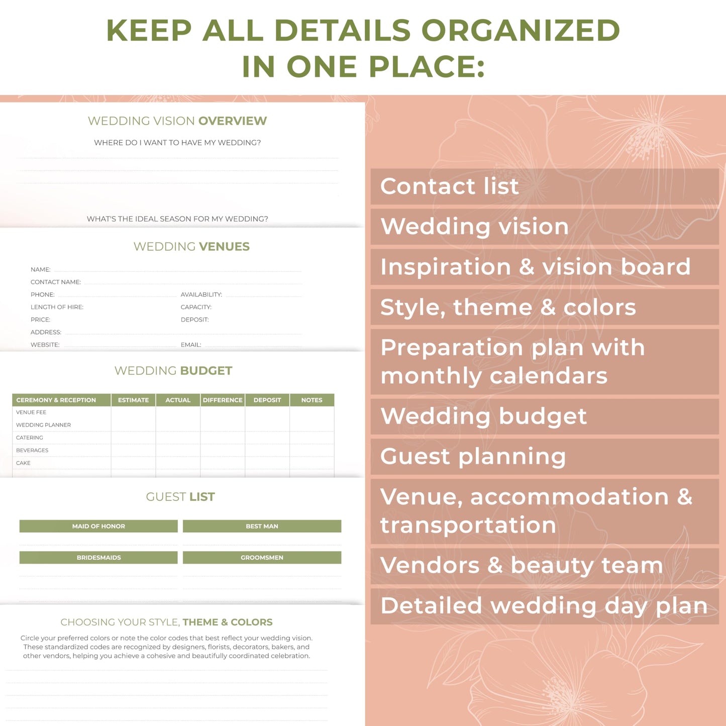 Clever Fox Wedding Planner Book and Organizer – Guided Wedding Planning Journal & Bridal Notebook with Tips & Checklists – Engagement Gifts for Bride or Engaged Couple (White, Gold Foil)
