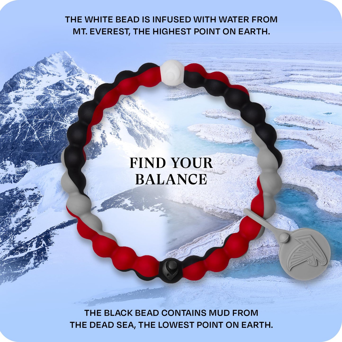 Lokai Silicone Beaded Bracelet for Men & Women, NFL Football Collection - Atlanta Falcons, Medium - Silicone Jewelry Fashion Bracelet Slides-On for Comfortable Fit