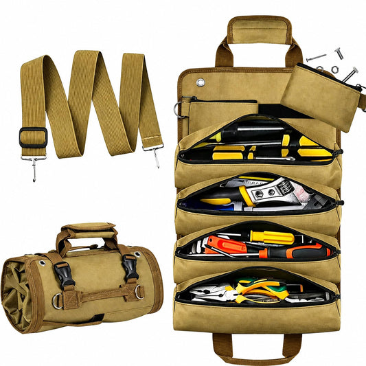 Tool Bag, Tool Roll Up Bag, Heavy Duty Tool Organizer for Men, Portable Roll Up Tool Bag Tool Roll Organizer For Mechanic, Electrician & Hobbyist, Car Camping Gear-Kaqi Pro