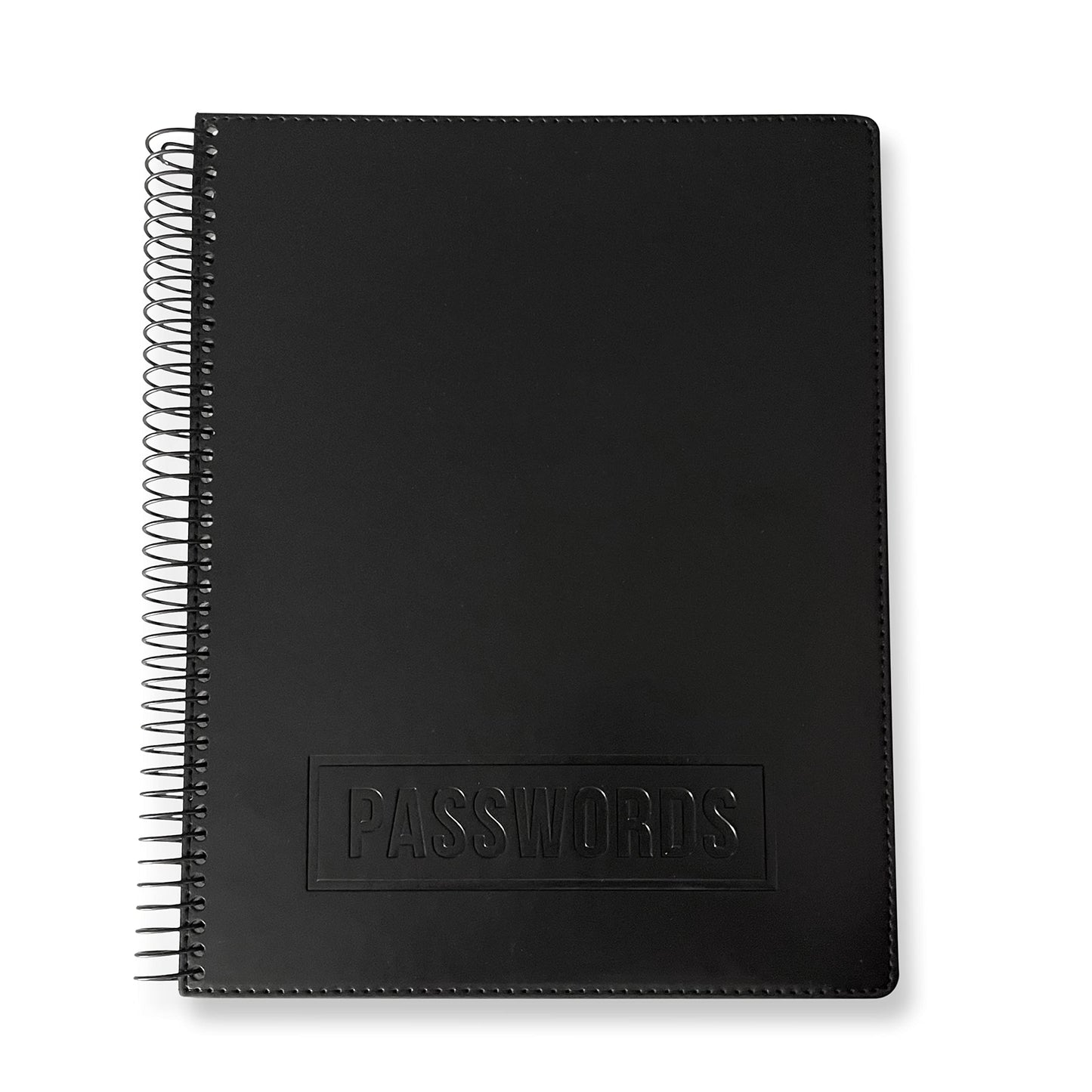 RE-FOCUS THE CREATIVE OFFICE, Executive Password Keeper Book, Black, Flexible Faux-Leather Cover, Spiral Bound
