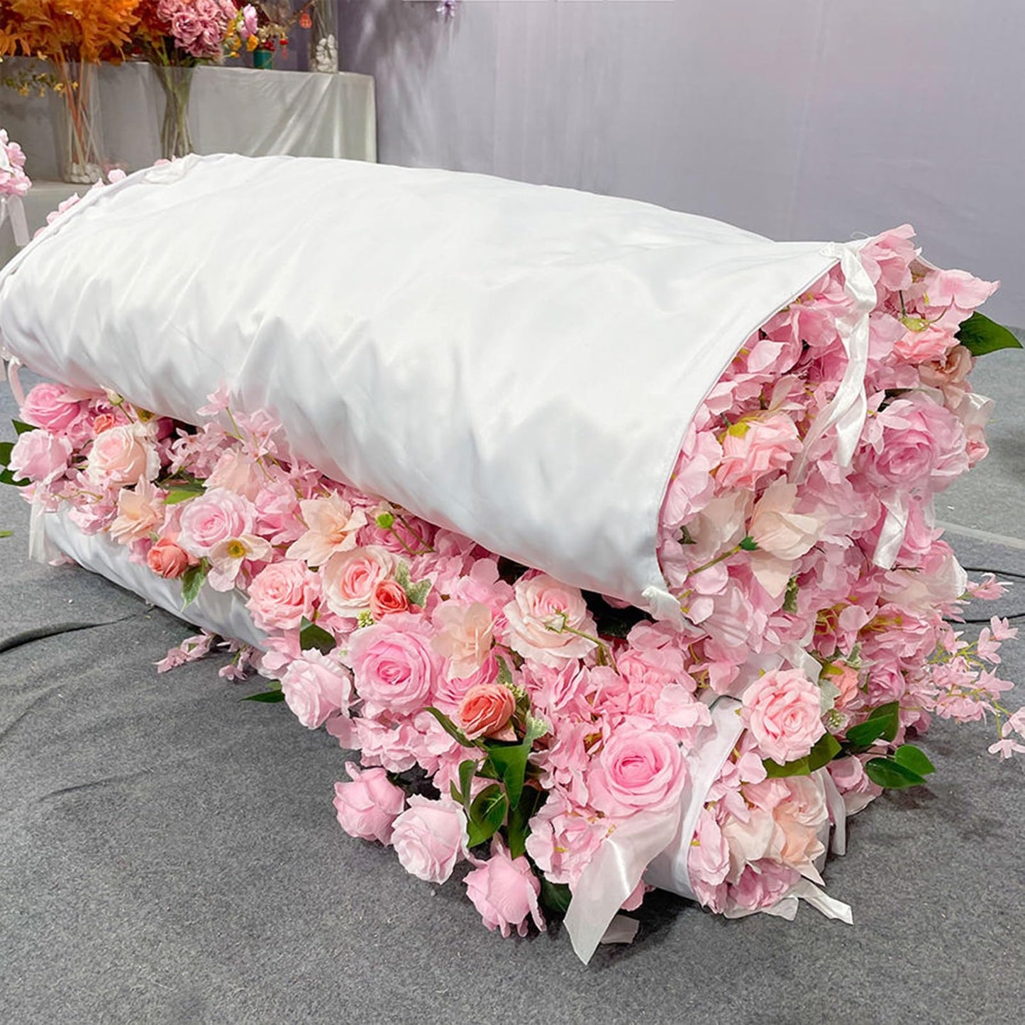 JIIPOREGJ Handmade Romantic Pure White Flowers Wall Large Artificial Flower Wall Backdrop Panels,Rose Wedding Backdrop 3D Floral Wall Fabric Flower Wall for Party Bridal,One Color,3m*3m/10 * 10FT