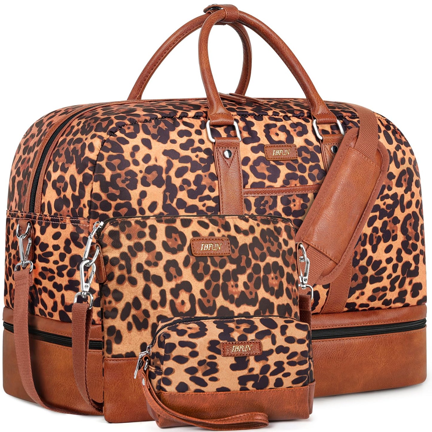 Weekender Bags for Women, Large Overnight Bag Canvas Travel Duffel Bag Carry On Tote with Shoe Compartment 21" 3Pcs Set