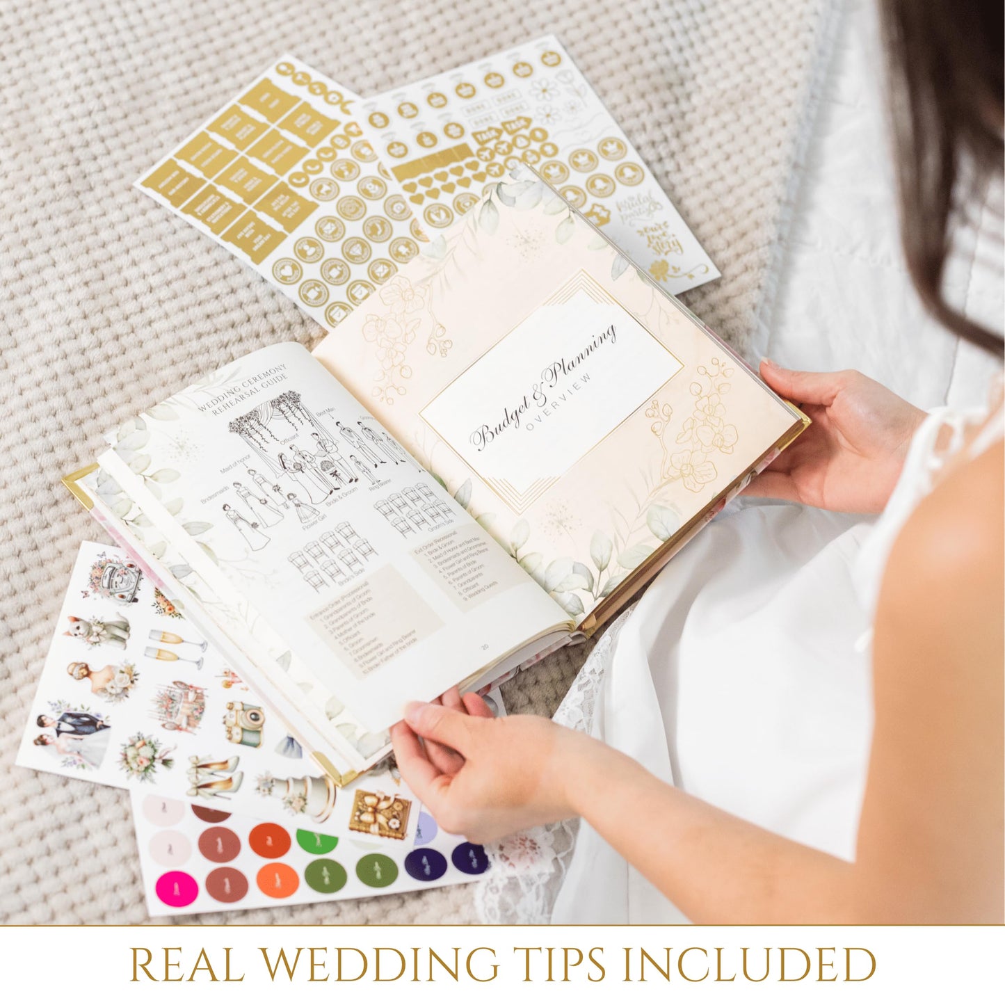Simar Shop Wedding Planner Book and Organizer – Luxury Floral Hardcover Bridal Planner 9.45 x 7.09 in with Stickers, Pen & Box – Engagement Gift & Bride-to-Be Keepsake – 229 Pages, Tips, Budget Tracker & Calendar