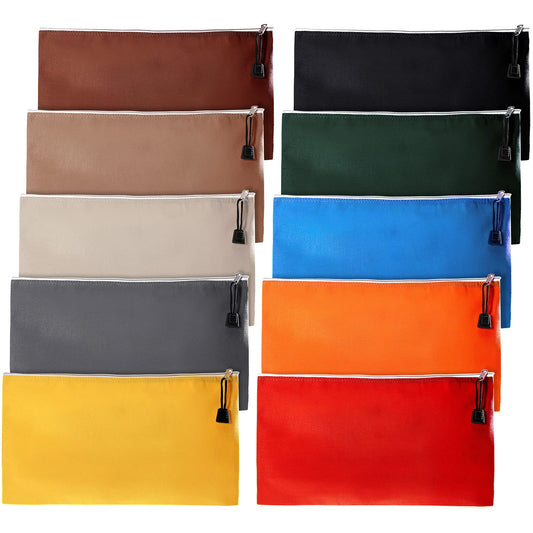 Frienda 10 Pieces Canvas Tool Pouch Metal Zipper Utility Tool Bags 10 Colors Multi-purpose Storage Bag Canvas Tote Pouch Organizer for Storage Items Portable Supplies, 12.5 x 7 Inch
