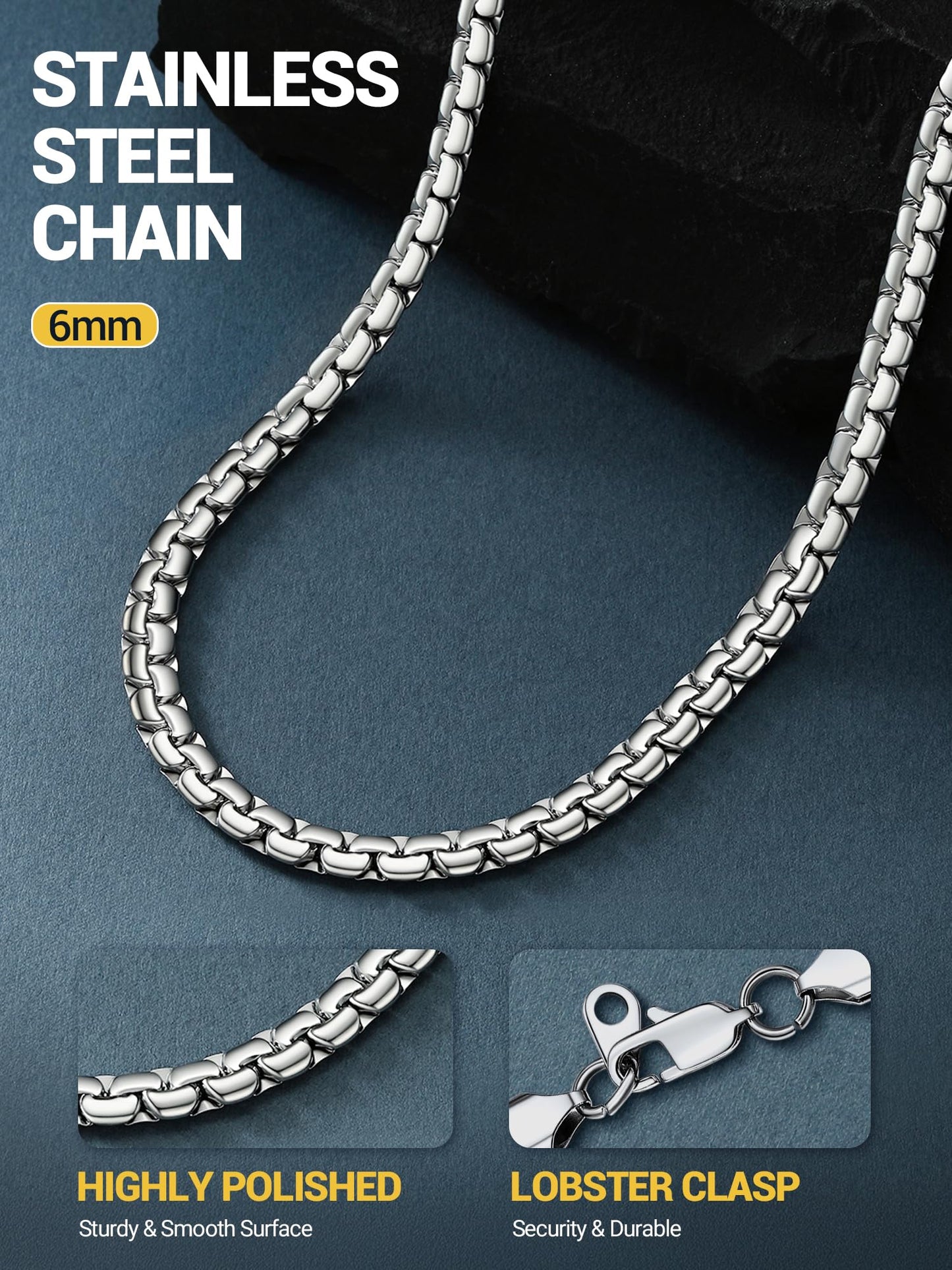 PROSTEEL 20 inch Mens Chain Necklace Necklaces Cool Men Jewelry 316L Stainless Steel Chains