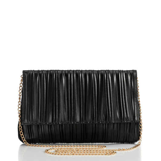 BABEYOND Clutch Purses for Women - Evening Bag Pleated Flap Clutch for Formal Party Cocktail Prom Wedding Handbags (Black)