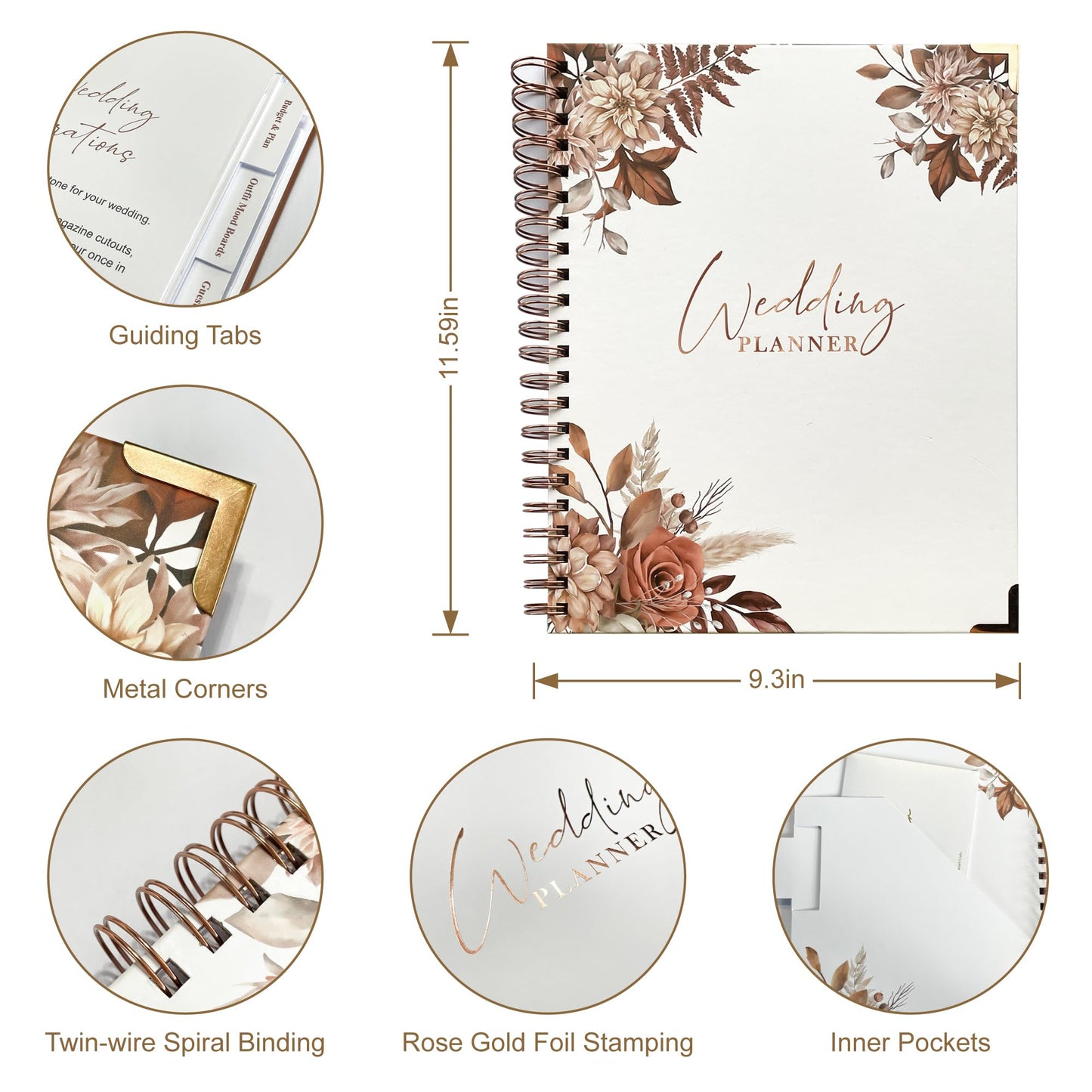 Wedding Planner Book and Organizer, Wedding Planner for Bride Gifts, Bridal Planning Binder, Engagement Gifts for Couples
