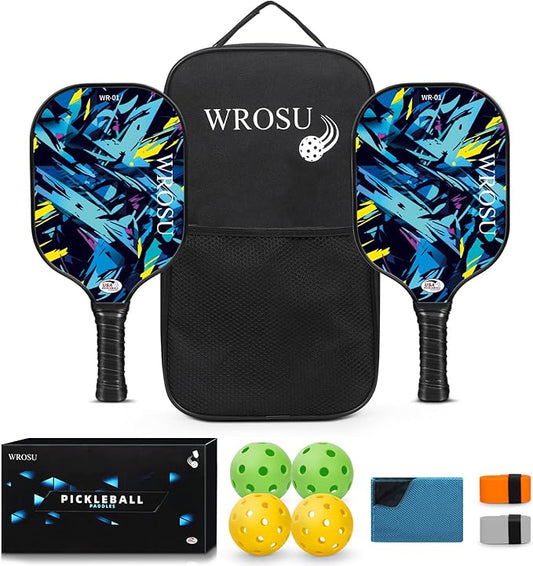 Carbon Fiber Pickleball Paddles Set of 4 or 2 Rackets,USAPA Approved Carbon Fiber Surface Pickle Ball Equipment Sets PP Honeycomb Core Pickleball Rackets & Accessories for Men,Women,Kids,Adults