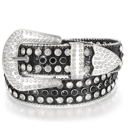 JASGOOD Women Men Rhinestones Belt,Bling Western Cowgirl Cowboy Studded Leather Belt Diamond Waist Belt for Jeans Pants