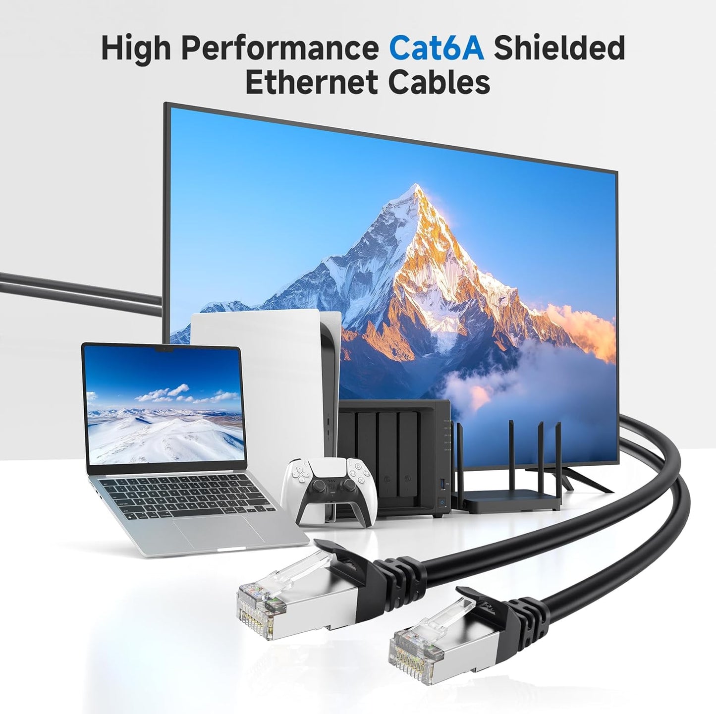 10Gbps 5-Pack 6A 3ft, 6A Cat6A Cable Matters Snagless Short Shielded Cat Ethernet Cable - Cat Cable, Cord, Ethernet