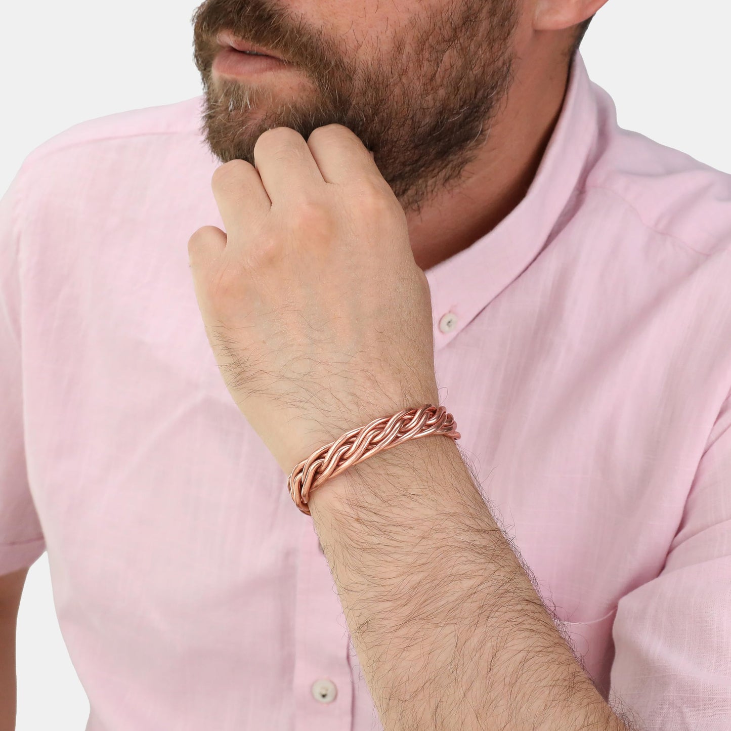 tunarts Handmade Elegant Copper Bracelet for Women and Men-Pure Copper Bracelet for Pain Relief-Adjustable,Thickest,Twisted Copper Wire Bracelet (red folded-small)