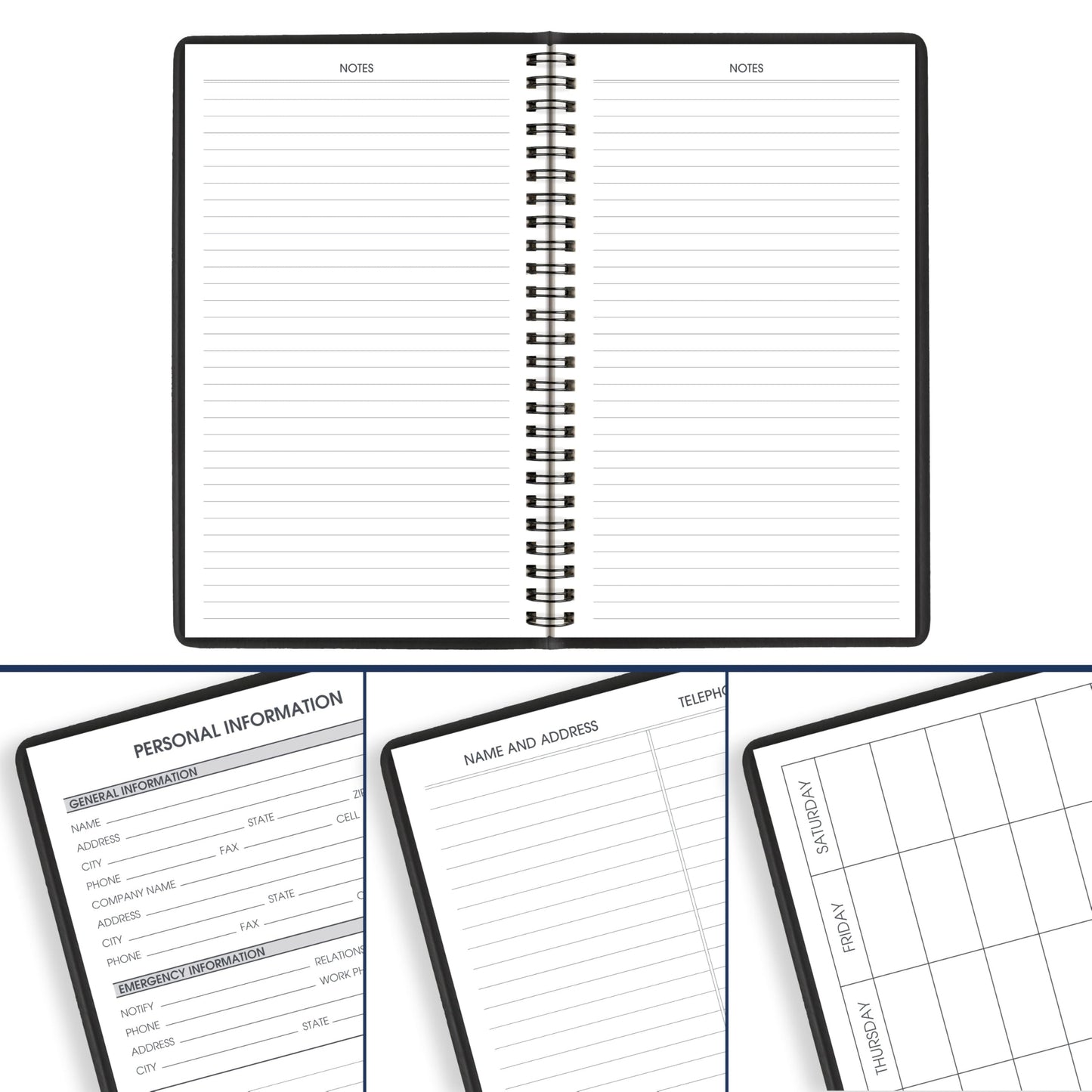 AT-A-GLANCE Planner 2026-2027 Weekly Academic 14-Month July-August Hourly Appointment Book, 5" x 8", Black (7010105)