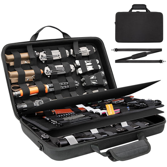 BRANTMAKER Knife Display Case, Knife Case for 61+ Pocket Knives, Collection Box with Portable Shoulder Strap, Knife Storage Items (Box Only)