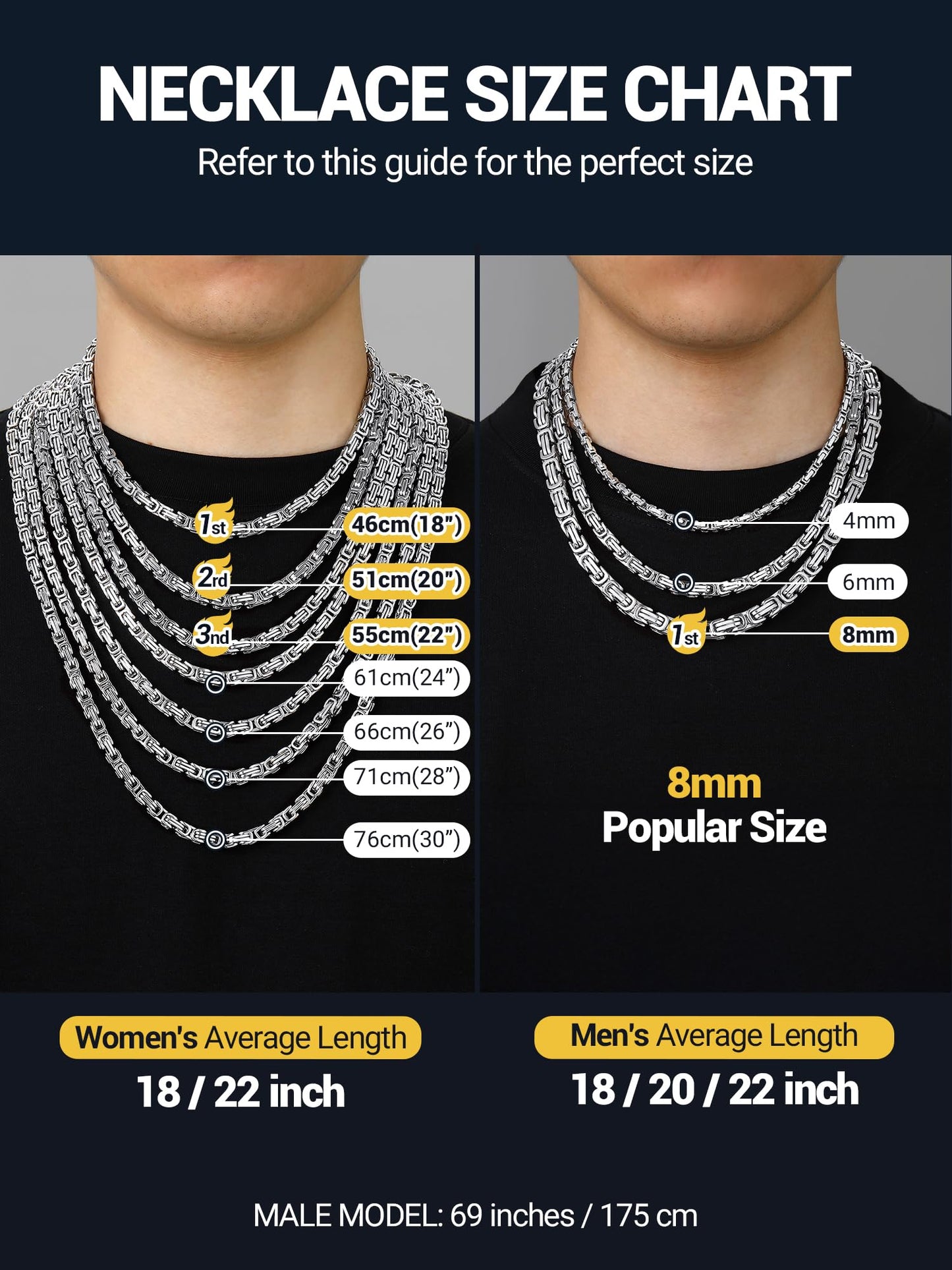 PROSTEEL Mens Necklace Chain 30 Inch Long Chunky Necklaces