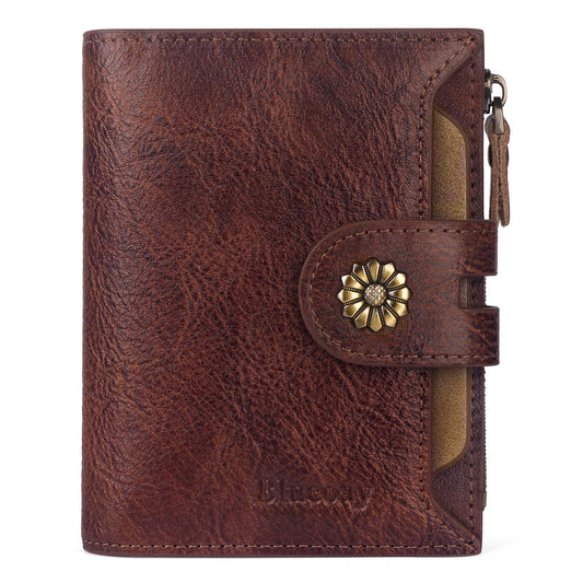 Blucoay Wallet Women,Rfid Blocking Leather Bifold Womens Wallet Compact Card Holder Small Wallet for Women with Removable ID Window Darkhkaki