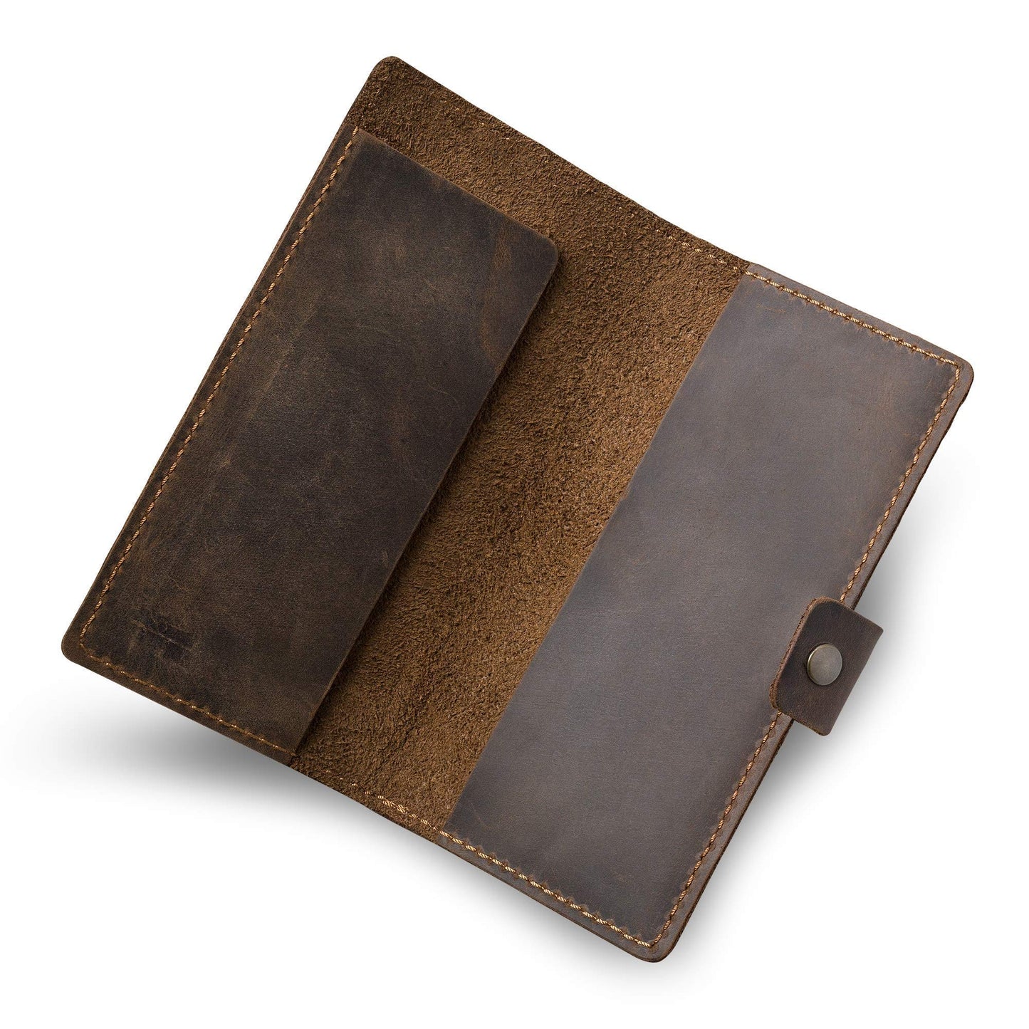 PEGAI Handmade Personalized Leather Checkbook Covers For Personal Checkbook | 100% Distressed Leather Checkbook Cover & Wallet | Business Checkbook Cover | Clark (Chestnut)