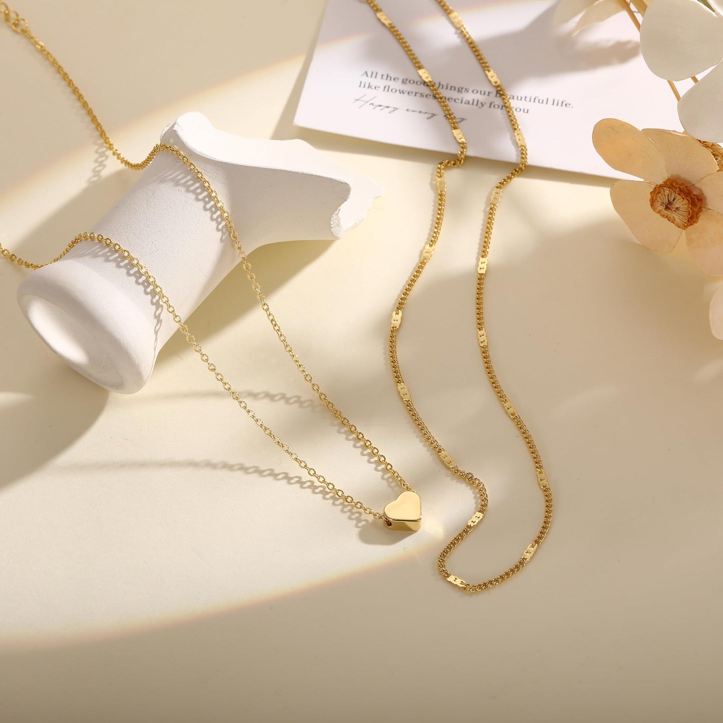 Hothrty Gold Necklace for Women Dainty 14K Gold Plated layered Necklaces Delicate Love Puffy Heart Necklace Heart Pendant Necklace Cute Necklaces Festival Jewelry Gifts