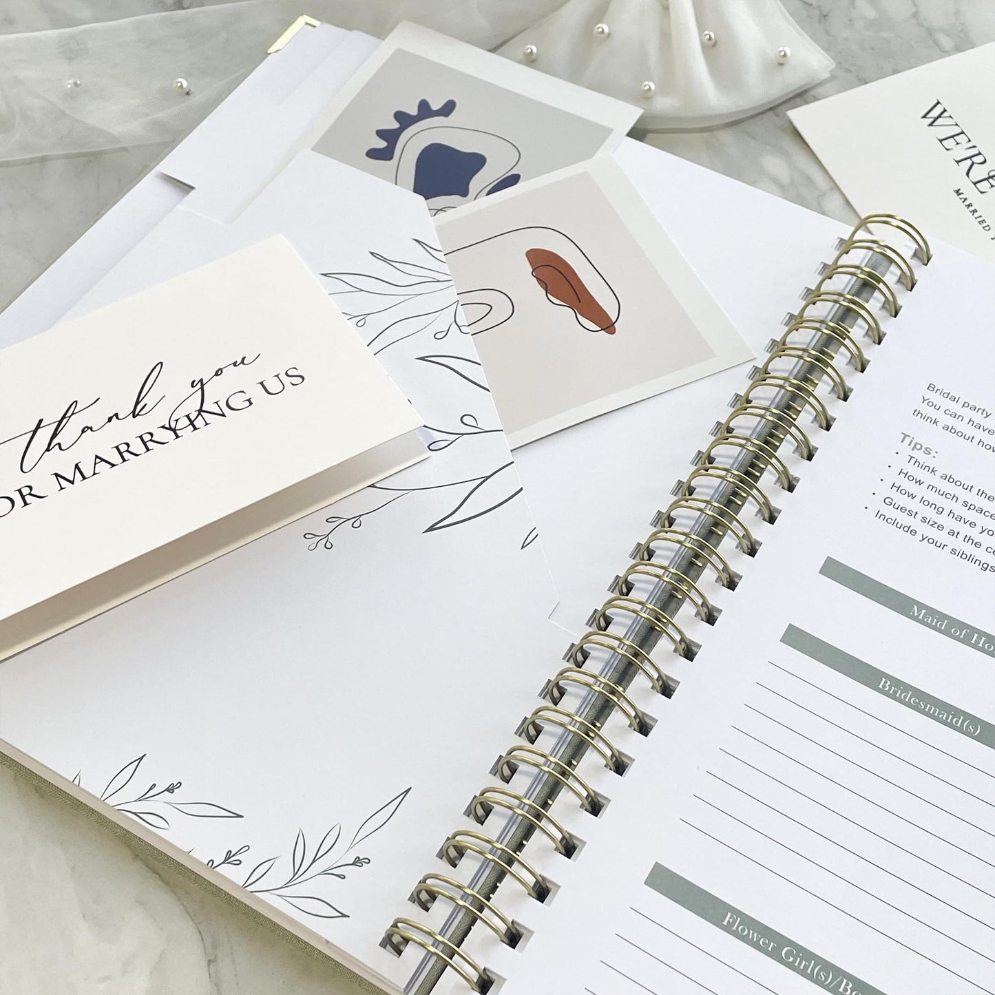 WeddingGiftsWedding Wedding Planner Book and Organizer for Bride - Elegant Linen Cover Wedding Planning Binder with Checklists,Pockets & Calendars,Perfect Engagement Gifts for Couples(Sage)