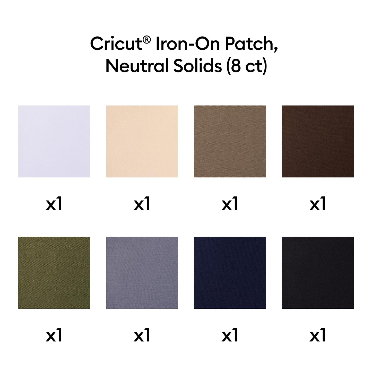 Cricut Iron-On Patch, Neutral Solids - 8 in x 12 in (8 ct) - Repair or Customize Clothing - Machine Washable - No Sewing Needed