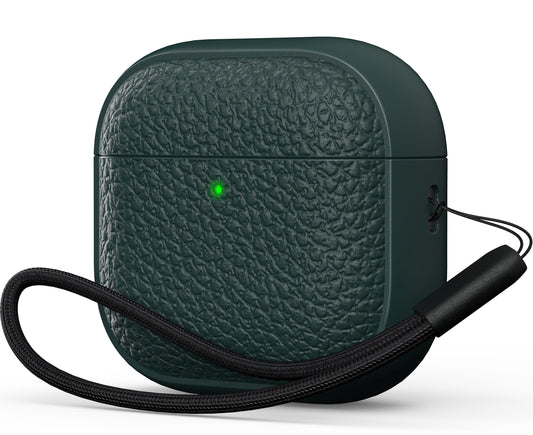 R-fun for Airpods 4 Case, Soft TPU (Leather-Like Design) Drop Protection Cover for Men and Women with Lanyard and Cleaner Kit, Compatible with Apple Latest Airpods 4th Gen(USB-C)(2024)-Green