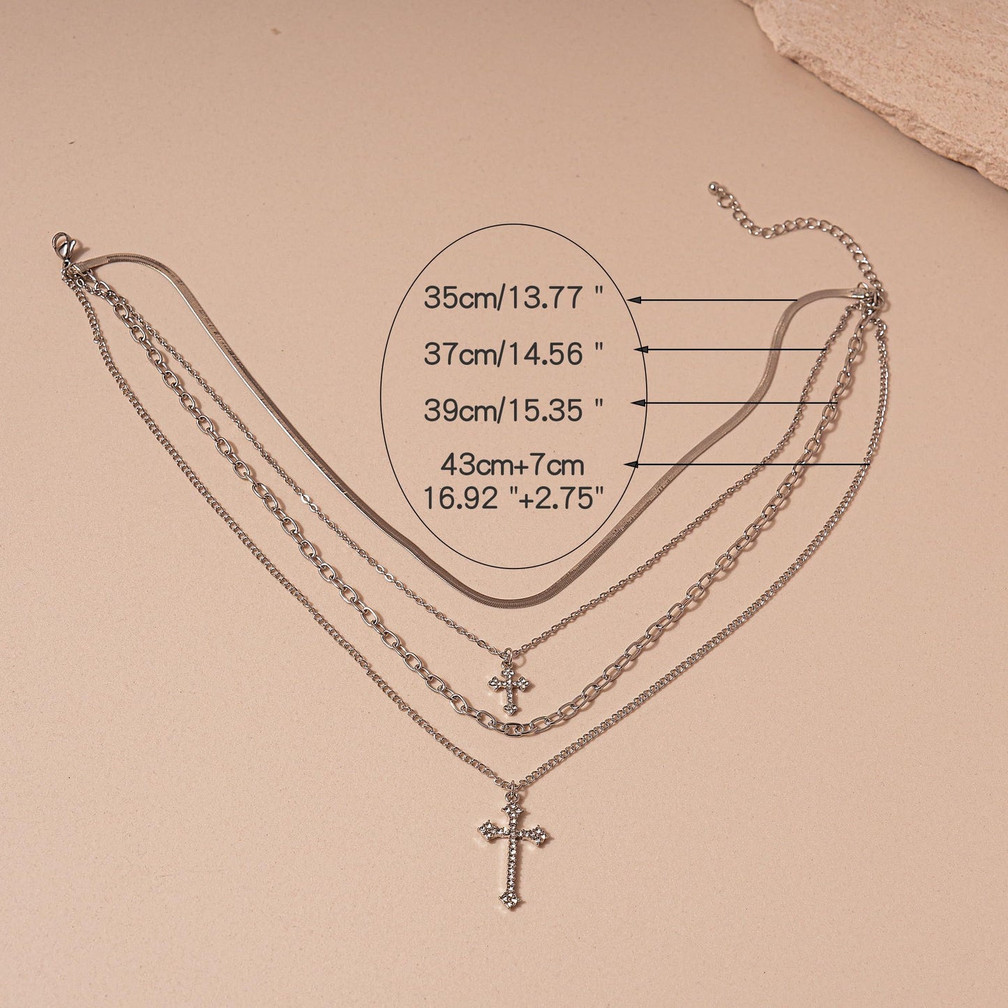 ANDKISS Silver Cross Necklace for Women - Gold Plated Layered Necklace Stack Snake Chain CZ Diamond Cross Pendant Necklaces Jewelry for Women Gift Trendy